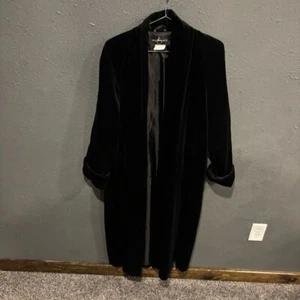 Women’s Vintage JS Collections Black Velvet Trench Coat - Picture 1 of 5