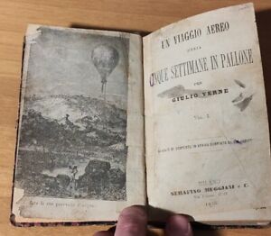 Cinque Settimane In Pallone Verne 1875 vol. I rara edizione tascabile Muggiani