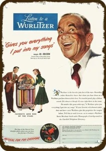 1948 AL JOLSON & WURLITZER Jukebox Vintage-Look DECORATIVE REPLICA METAL SIGN - Picture 1 of 1