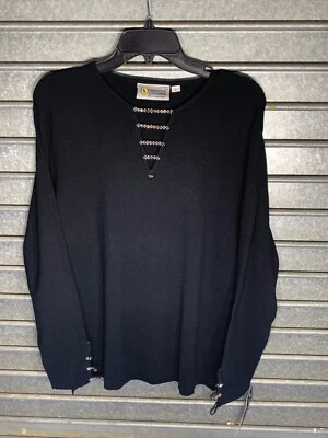Christine Alexander sweater Swarovski Crystal ladder sleeve v-neck size large - Image 1 of 4