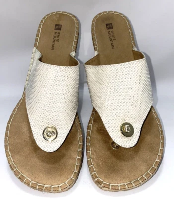 White Mountain BEACHBALL Glitter Fabric Wedge Heels Size 9.5M White B*N - Image 1 of 4