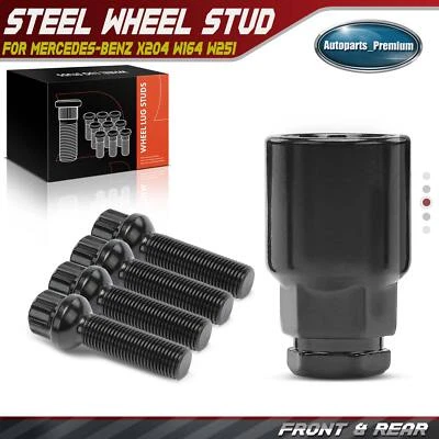 Parafuso de trava de roda 4x M14x1.5mm hexagonal preto e 1x chave para Mercedes-Benz S350 S400 - Imagem 1 de 4