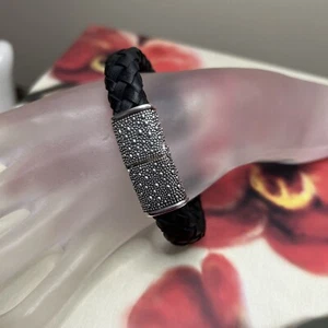 Michael Dawkins Sterlingsilber Leder Sternennacht großes Armband - Bild 1 von 12