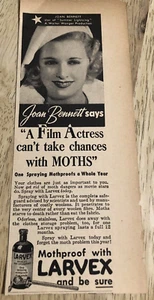 Joan Bennett 1937 para LARVEX a prueba de polillas - anuncio vintage - Imagen 1 de 3