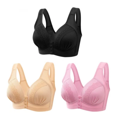 Nuevo Mujeres Algodón Top Sujetador Ropa Interior Botón Frontal Verano XP Cómodo Talla Grande Foto 1 de 4