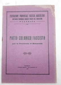 Patto colonico fascista per la provincia di Macerata agricoltori 1926 -3161 - Imagen 1 de 4