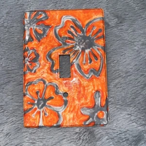 Hand Painted & Enameled Single Wall Light Switch Plate Orange Creative Getaway - Picture 1 of 6