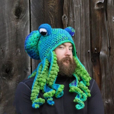 MARKENLOS Fun Octopus Winter Warme Strickmütze Tintenfisch Strickmütze Beanie Kostüms.