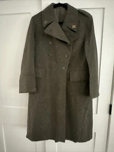 Mens Vintage WW2 Swiss Army Wool Trench Long Pea Coat Military Jacket. 1955 - Picture 1 of 13