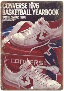 Anuario de baloncesto Converse 1976 raro 12" x 9" reproducción letrero de metal - Imagen 1 de 1