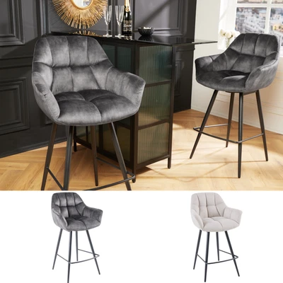 Drehbarer Barhocker PAPILLON FARBWAHL Samt 180° Barstuhl Küche mit Lehnen - Bild 1 von 4