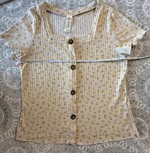 Heart And Arrow Girls Size 16 Juniors Sunflower Button Floral Summer Shirt - Picture 1 of 5