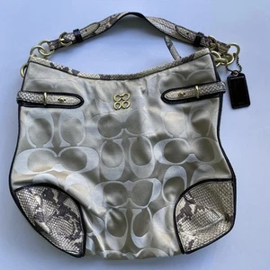 Vtg Coach Shoulder Bag Logo C Snake Accent - Picture 1 of 6