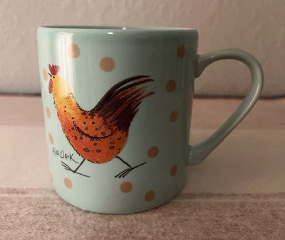 Alex Clark by Queens Rooster Mug Made in England Green Polka Dot Farm Fine China - Image 1 of 4