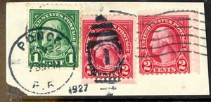 USA 1920 Used in Puerto Rico on Piece Washington Franklin K498 - Picture 1 of 6