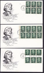 1968 Thomas Jefferson 1c Sc 1278 1278a 1299 FDCs sheet booklet coil Artmaster - Picture 1 of 1