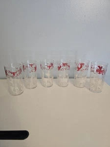 6 VINTAGE FEDERAL GLAS WESTERN COWBOY THEMA 5" TRINKEN SAFT GLÄSER - Bild 1 von 7