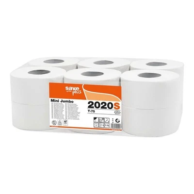 Carta Igienica Save Mini Jumbo 12 rotoli da 1000 Strappi - Celtex - WC Bagno - Immagine 1 di 4