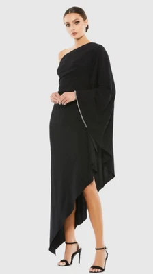 Vestido Mac Duggal Talla: 16 Negro Un Hombro Dobladillo Asimétrico Fluido Foto 1 de 4