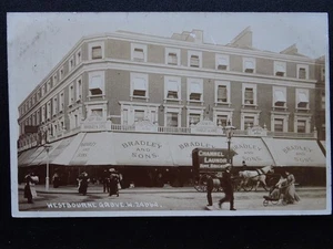 NOTTING HILL / KENSINGTON Westbourne Grove BRADLEY & SON STORE c1905 RP Postcard - Picture 1 of 4