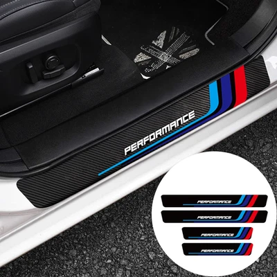 4x Car Scuff Plate Door Sill Cover Protect Tri Color For BMW X1/X3/X5 M5 Series - Image 1 of 4