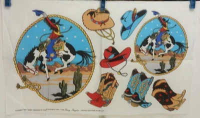 Painel aplique de tecido sem costura Cowboy Dan" Daisy Kingdom apenas adicione teia fusível 6280 - Imagem 1 de 2