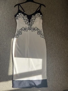 Lipsy Floral Pattern Peach And Black Strappy Dress Size 10 - Picture 1 of 5