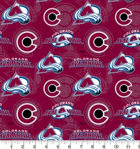 Colorado Avalanche Cotton Fabric Tone on Tone-NHL Cotton Fabric By The Yard - Picture 1 of 1
