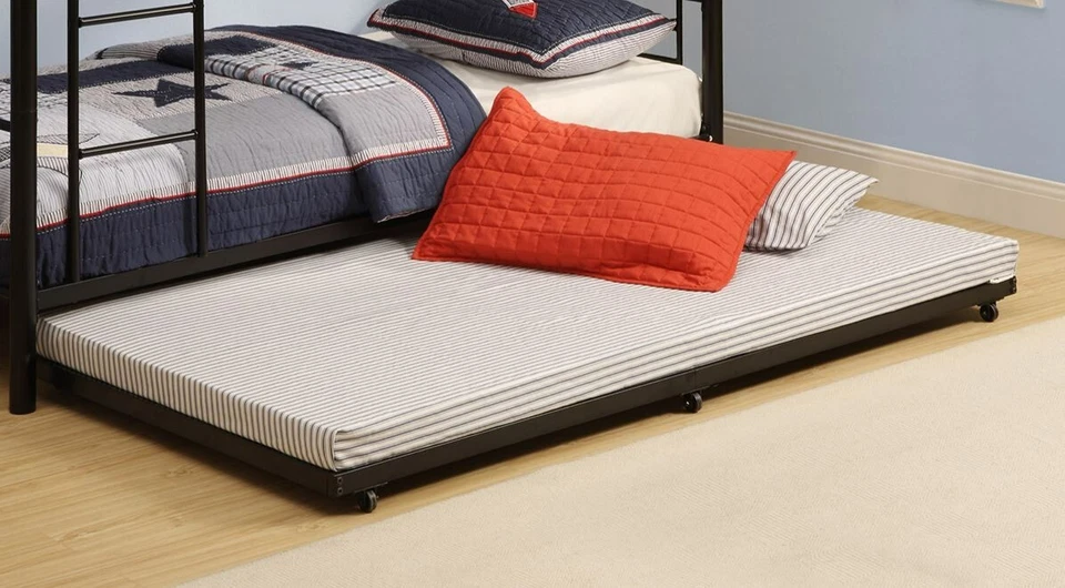 Marco de cama nido enrollable doble Walker Edison acero con recubrimiento en polvo en negro Foto 1 de 4