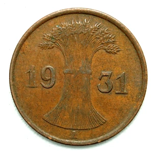 1931A Germany, Weimar Republic 1 Reichspfennig Coin, km37 - Beautiful Coin ๐ฉ๐ช - Picture 1 of 2