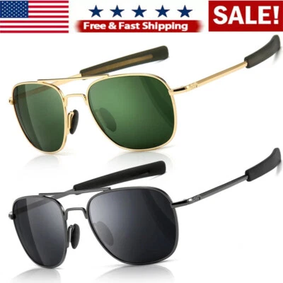 Aviator Sunglasses Premium Military Pilot Ultraviolet Mens Polarized Sunglasses - Image 1 of 4