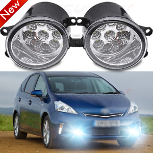 Pair LED Fog Lights Bumper Driving Lamps For TOYOTA PRIUS V 2012-2014