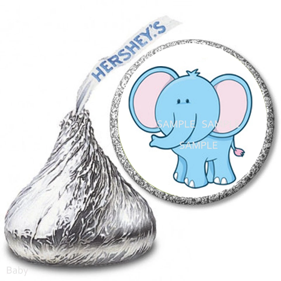 108 Blue Elephant Hershey Kiss Labels Hershey Kiss Stickers Baby Shower Favors - Image 1 of 1