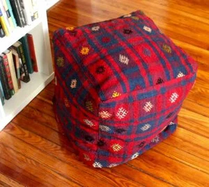 Decorative Handmade Turkish Kilim Pouf Cover 18" Kilim Pouf Turkish Kilim Pouf - Picture 1 of 5
