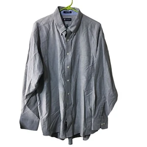CHAPS CLASSIC FIT OXFORD LONG SLEEVE BUTTON DOWN GRAY WRINKLE FREE SHIRT MENS 34 - Picture 1 of 4
