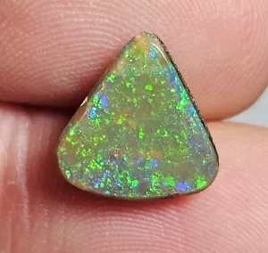 Polished Boulder Opal Winton Green Blue Triangle 1.85 Carats Lapidary Australian - Foto 1 di 15