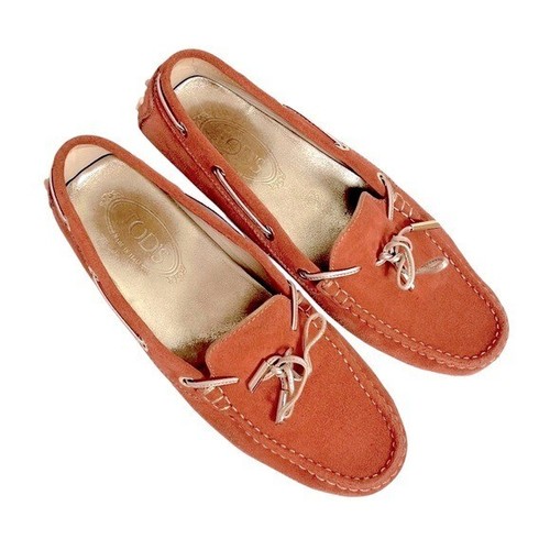 TOD’S Scarpe mocassini driver Tod's arancione oro vera pelle scamosciata basse 39 5 9 5