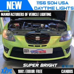 2x Seat Leon MK2 DRL WHITE CANBUS ERROR FREE 50w P21W 382 BA15s 1156 LED BULBS - Picture 1 of 5