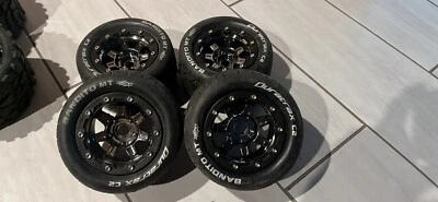 NEW Duratrax DTX564910 1/8 Bandito 2.0 F/R Tires Mounted w/ 3.8" Chrome Set Of 4 - Image 1 of 4