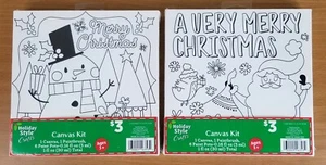 Lote de 2 kits de lienzo de pintura artesanal navideña nuevos precintados 8" x 8"  - Imagen 1 de 6