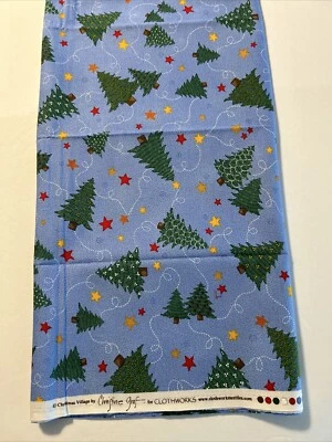"Christmas Village" by Clothworks 100% cotton Fabric 1 Yards X 44” Pine Trees - Image 1 of 3