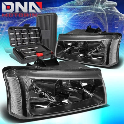 PARA 2003-2006 SILVERADO/AVALANCHA FAROS ESQUINEROS TRANSPARENTES NEGROS + HERRAMIENTAS Foto 1 de 4