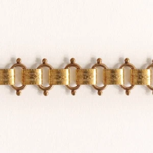 1 foot Raw Brass Victorian Fancy Reproduction Book Chain Vintage Links Gothic - Picture 1 of 6