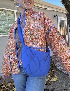 Arssm Women Floral Quilted Puffer Jacket Cropped Lightweight Padded Coat - NWT - Picture 1 of 9