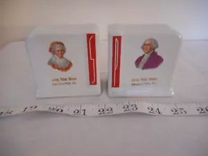 Vtg art deco white red ceramic Salt & Pepper Set Betsy Ross George Washington - Picture 1 of 8