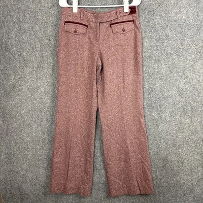 Pantalones Elevenses Anthropolgie para mujer talla 8 rojo confeti lana seda pierna ancha Foto 1 de 4