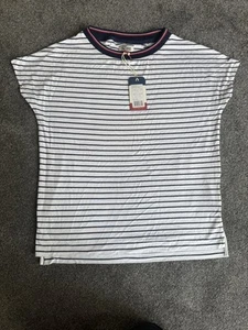 Tom Hilfiger Denim Women White Striped Viscose Top T Sleeveless Stretchy XS New - Picture 1 of 10
