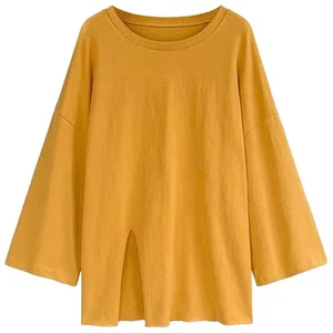 Women Long Sleeve Loose Top Solid Color Round Neck for Club and Holiday - Picture 1 of 27