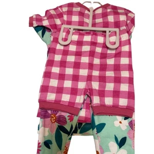 Honest Organic Cotton 4-Piece Pajamas Floral and Checked Top Short Sleeve 24 mos - Picture 1 of 4
