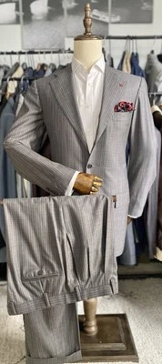 Beautiful Steely Gray w/ Light Gray Stripes Super 150's Kiton Suit 42L US/52L IT - Image 1 of 4